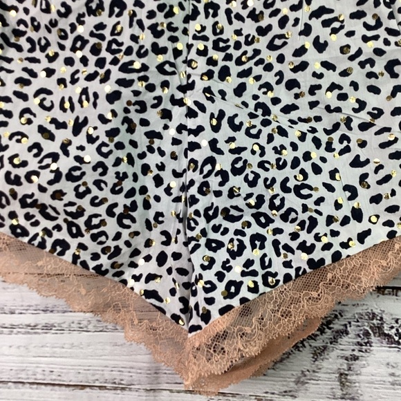 VICTORIA SECRET SIZE L PINK GOLD LACE LEOPARD SHORTS SEXY SLEEP UNDERWEAR - Picture 7 of 11
